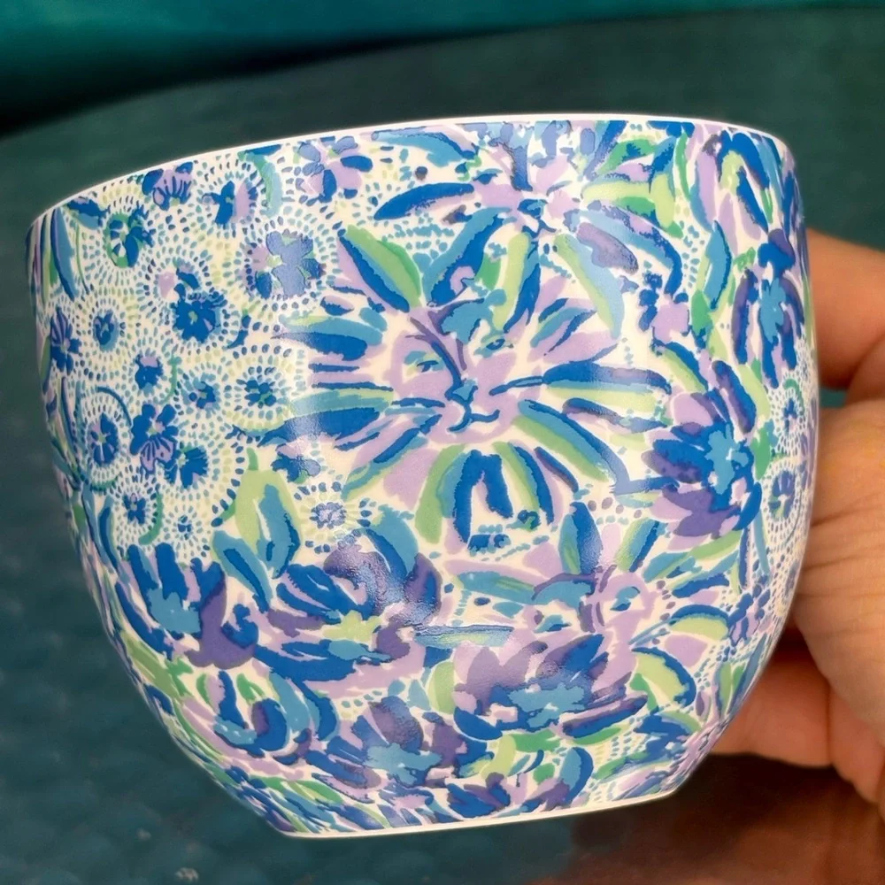 Lilly Pulitzer Turquoise Gold Blue Green Purple Lion Flower Coffee Mug Tea Cup